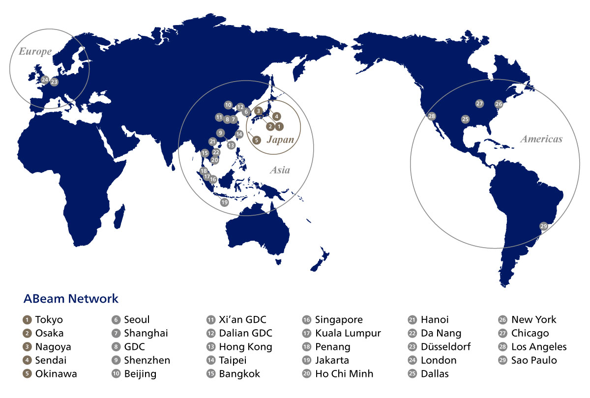 アビームコンサルティングの拠点地図
