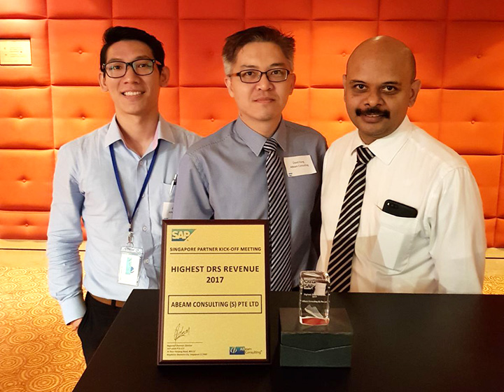 ABeam Singapore received a SAP Highest DRS Revenue 2017 Award 