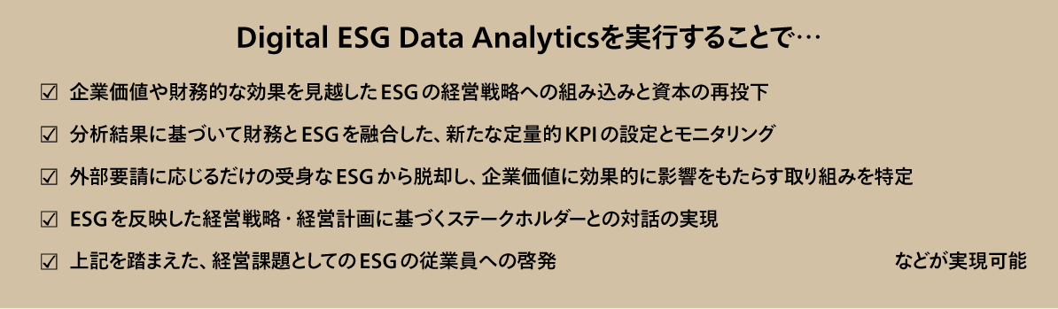 Digital ESG Data Analyticsにより実現できること